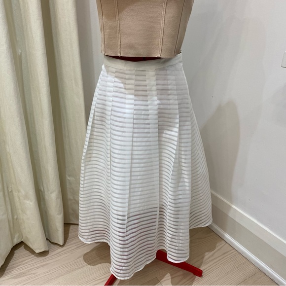 Anthropologie Leifsdottir Skirt, Shadow Stripe, Midi, White, Women’s (US 6) - Picture 4 of 11
